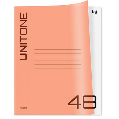 Большое фото товара - Тетрадь  48л клетка пластиковая обложка "UniTone. Neon" неон оранжевый Т5ск48_пл 12473 BG, 12-203560. Вариант №1