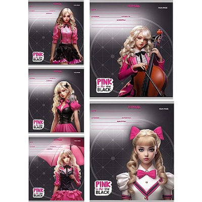 Большое фото товара - Тетрадь  12л линия "PINK&BLACK" Т12-3754 Проф-Пресс, 12-204219. Вариант №1