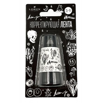 Большое фото товара - Корректор-лента 5 мм х 6 м LXCT-TTB  "ЧЕРНАЯ ТАТУИРОВКА/TATTOO.BLACK" корп.черный LOREX, 12-204885. Вариант №1