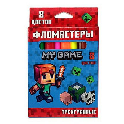 Большое фото товара - Фломастеры 8цв "Моя игра/My game" треугольные 77221 Centrum, 12-204933. Вариант №1