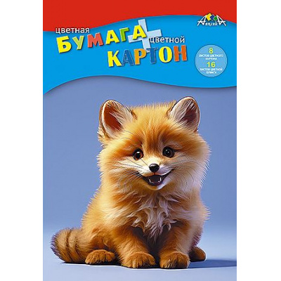 Большое фото товара - Набор цветного картона (8л)+цветная бумага (16л) "Лисенок" С1832-21 АппликА, 12-205262. Вариант №1