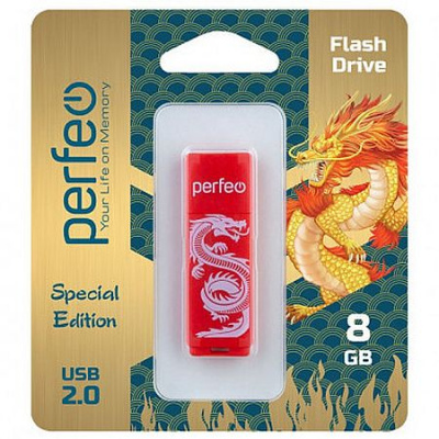 Большое фото товара - ФЛЕШ-накопитель (USB) PERFEО  8GB C04 Красный ДраконТТ0012806, 12-206756. Вариант №1