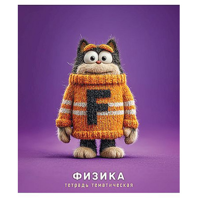 Большое фото товара - Тетрадь  48л "Котики  в свитерах" по физике С0204-05 КТС-ПРО, 12-207701. Вариант №1