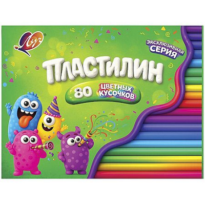 Большое фото товара - Пластилин  80шт 690 гр. (классич. 40шт + восковые 40шт.) + буклет 36С 2382-08 Луч, 12-211535. Вариант №1