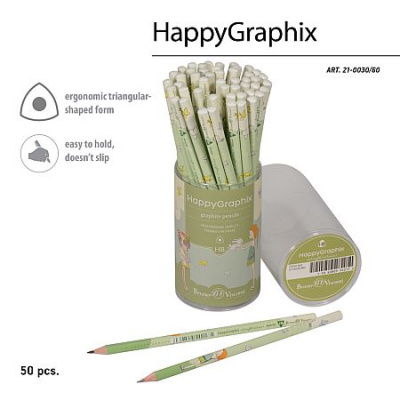 Большое фото товара - Карандаш черногр. "Happy Graphix" Девочка и кролики НВ 21-0030/60 Bruno Visconti, 12-213079. Вариант №1