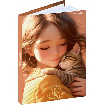 Большое фото товара - Записная книжка А6  48л клетка "ДЕВУШКА И КОТЁНОК" 48-7100 Проф-Пресс, 12-213938. Вариант №1