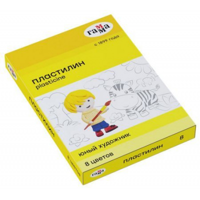 Большое фото товара - Пластилин   8цв 112гр. "Юный художник" 280043 Гамма, 12-33263. Вариант №1