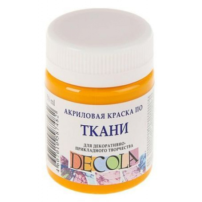 Большое фото товара - Акриловая краска по ткани "Декола" 50мл Желтая темная 4128221 Невская палитра, 12-38861. Вариант №1