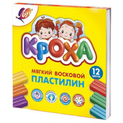 Большое фото товара - Пластилин восковой 12цв 180гр. "Кроха" 23С 1484-08 Луч, 12-70790. Вариант №1