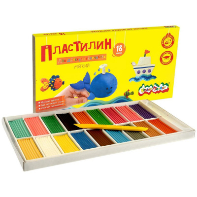 Большое фото товара - Пластилин  18цв 270 гр. ПКМ18-П Каляка-Маляка, 12-87119. Вариант №1