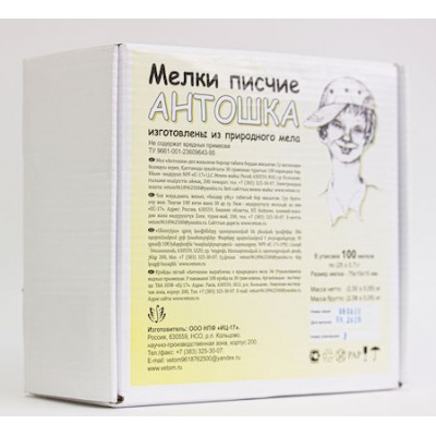 Большое фото товара - Мел школьный белый 100 шт/уп  АНТОШКА 2,5 кг ООО НПФ "ИЦ-17", 12-8862. Вариант №1