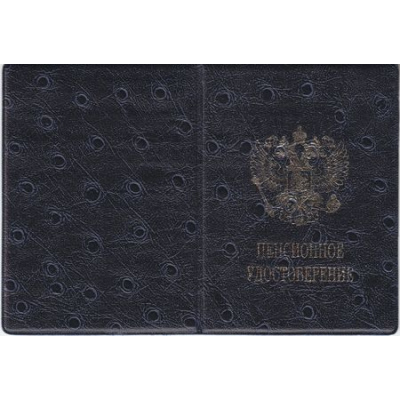 Большое фото товара - Обложка для пенсионного удостоверения ПВХ (0,2П) с гербом золочение 2,38 ПОЛИГРАФДРУГ, 12-99377. Вариант №1