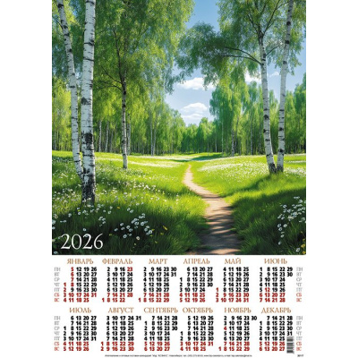 Большое фото товара - Календарь листовой 2026 А2 Тропинка (лак) 26117, (Келинс, 2025), Л, 13-1000491. Вариант №1
