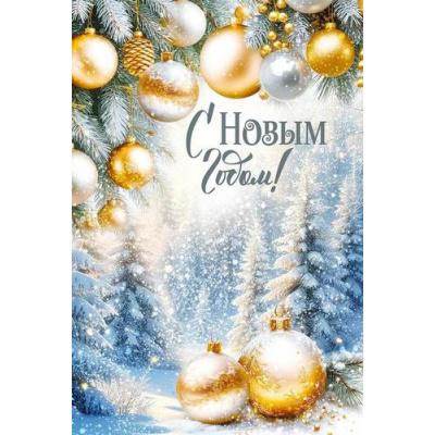Большое фото товара - 30001469 С Новым годом! (открытка, текст), (ИмперияПоздр), 13-1008275. Вариант №1