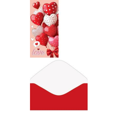 Большое фото товара - 41514056 Букет сердечек LOVE (конверт для денег), (МирОткр), 13-1009347. Вариант №1
