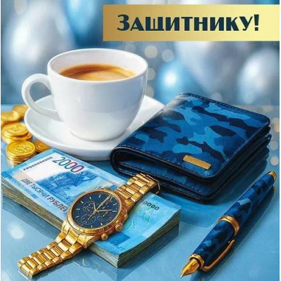 Большое фото товара - 50002043 Бирка для подарка "Защитнику!" (мини, подвеска, двойная), (Праздник), 13-1012060. Вариант №1