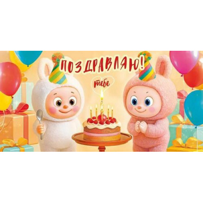 Большое фото товара - 90001722 Поздравляю! (конверт для денег, текст, блестки, детский), (ОткрытаяПланета), 13-1013715. Вариант №1