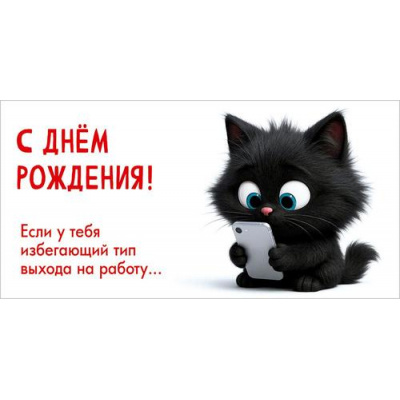 Большое фото товара - 50002600 С Днем рождения! Если у тебя избегающий тип выхода на работу.. (конверт для денег, текст), (Праздник), 13-1018802. Вариант №1