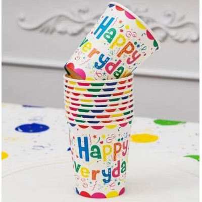 Большое фото товара - 34695 Набор стаканов бумажных "Happy birthday" (200мл, 10шт), (Yiwu Younuan Paper Products Factory), 13-1023469. Вариант №1