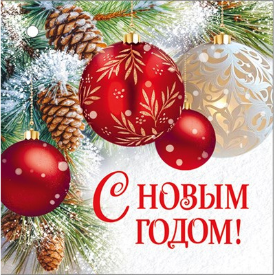 Большое фото товара - 30001392 Бирка для подарков "С Новым годом" (мини, подвеска, двойная), (ИмперияПоздр), 13-1026708. Вариант №1