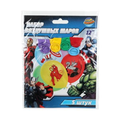 Большое фото товара - Шар воздушный 12" Марвел (набор 5шт.) LBC-110172-M, (Huada Toy Co.,Ltd), 13-1027518. Вариант №1