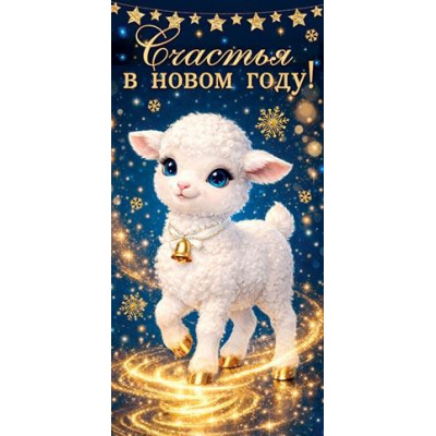 Большое фото товара - 2165263 Счастья в Новом году! (конверт для денег, блестки, Символ года), (МирОткр), 13-1027703. Вариант №1