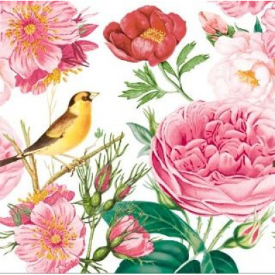 Большое фото товара - Салфетки бумажные Bouquet Home Collection Classic Розы с птичкой (33*33см, 3-слоя, 20шт.) 25555, (ООО "Русская бумага АЛЛ Продукция"), 13-1029750. Вариант №1