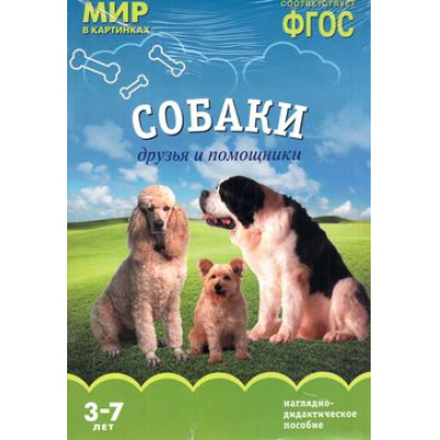 Большое фото товара - МирВКартинках Собаки. Друзья и помощники. Наглядно-дидактическое пособие (от 3 до 7 лет) (А4, 8 листов) (в папке) ФГОС, (Мозаика-Синтез, 2022), Л, c.8, 13-235473. Вариант №1