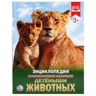 Большое фото товара - Энциклопедия Детеныши животных (с развивающими заданиями), (Умка, 2022), 7Бц, c.48, 13-751281. Вариант №1
