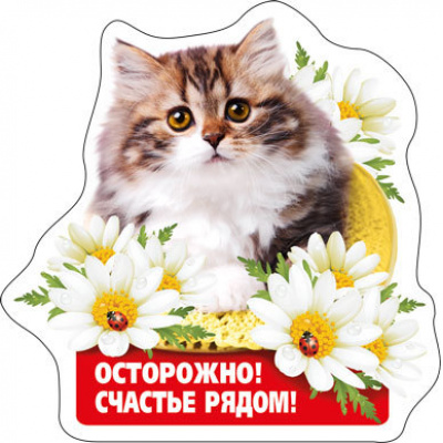 Большое фото товара - 5156267 Виниловый магнит "Осторожно! Счастье рядом!", (Хорошо), 13-779213. Вариант №1