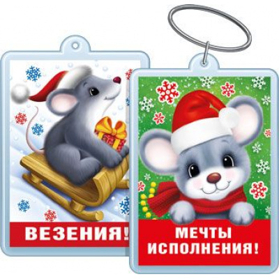 Большое фото товара - 5155331 Брелок акриловый "Мечты исполнения! Везения!" (Символ Года), (Хорошо), 13-818659. Вариант №1