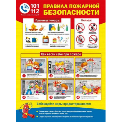 Большое фото товара - 070995 Плакат "Правила пожарной безопасности" (А2, текст), (МирПоздр), 13-831879. Вариант №1
