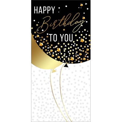 Большое фото товара - 1803426 Happy Birthday to you! (конверт для денег, текст, фольга), (Праздник), 13-877859. Вариант №1