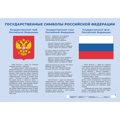 Большое фото товара - НаглядныеПособия Государственные символы Российской Федерации (980*680мм), (Просвещение, 2024), Л, c.1, 13-931956. Вариант №1