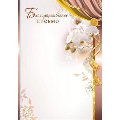 Большое фото товара - 7200893 Благодарственное письмо (А4, вертикальный) (для принтера), (Праздник), 13-933401. Вариант №1