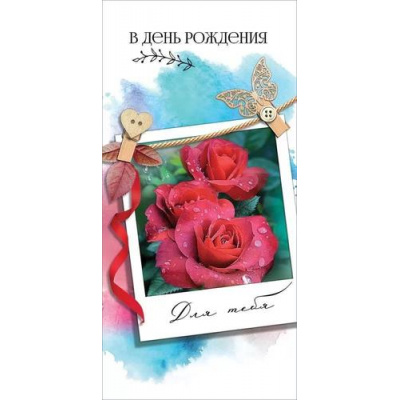 Большое фото товара - 1804136 В День рождения! (конверт для денег, текст), (Праздник), 13-950082. Вариант №1