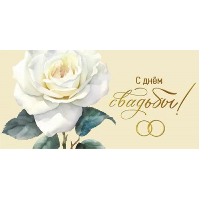 Большое фото товара - 075392 С Днем свадьбы! (конверт для денег, текст, фольга), (МирПоздр), 13-956172. Вариант №1