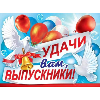 Большое фото товара - 3200346 Плакат "Удачи вам, выпускники!" (596*440мм), (Праздник), 13-959870. Вариант №1