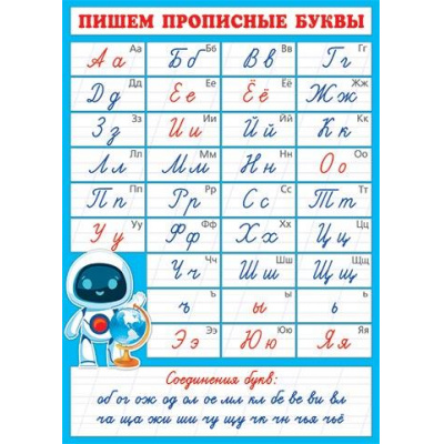 Большое фото товара - 002594  Плакат "Пишем прописные буквы" (697*505мм), (МирОткр), 13-972709. Вариант №1