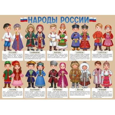 Большое фото товара - 2222500 Плакат "Народы России!" (600*440мм, текст), (ИмперияПоздр), 13-979814. Вариант №1