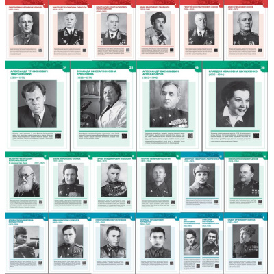 Большое фото товара - НаглядныеПособия Имена Великой Победы (22 портрета) (300*500 мм), (Просвещение, 2025), Л, c.22, 13-990560. Вариант №1