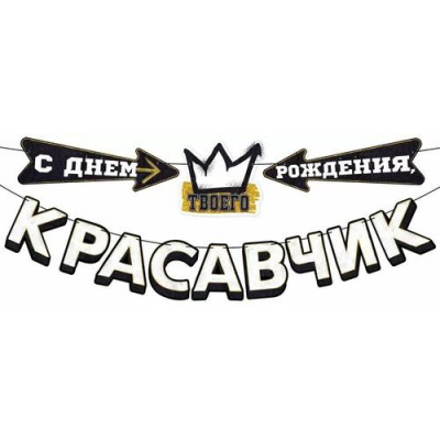 Большое фото товара - 90000082 Гирлянда "С Днем рождения. красавчик" (длина 3,5м), (ОткрытаяПланета), 13-990565. Вариант №1