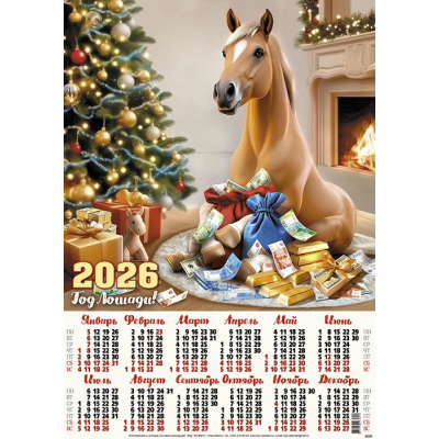 Большое фото товара - Календарь листовой 2026 А2 Возле камина (лак) 26220, (Келинс, 2025), Л, 13-998656. Вариант №1